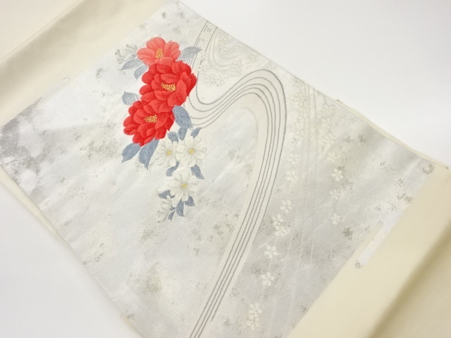 JAPANESE KIMONO / VINTAGE NAGOYA OBI / WOVEN FLOWER & STREAM